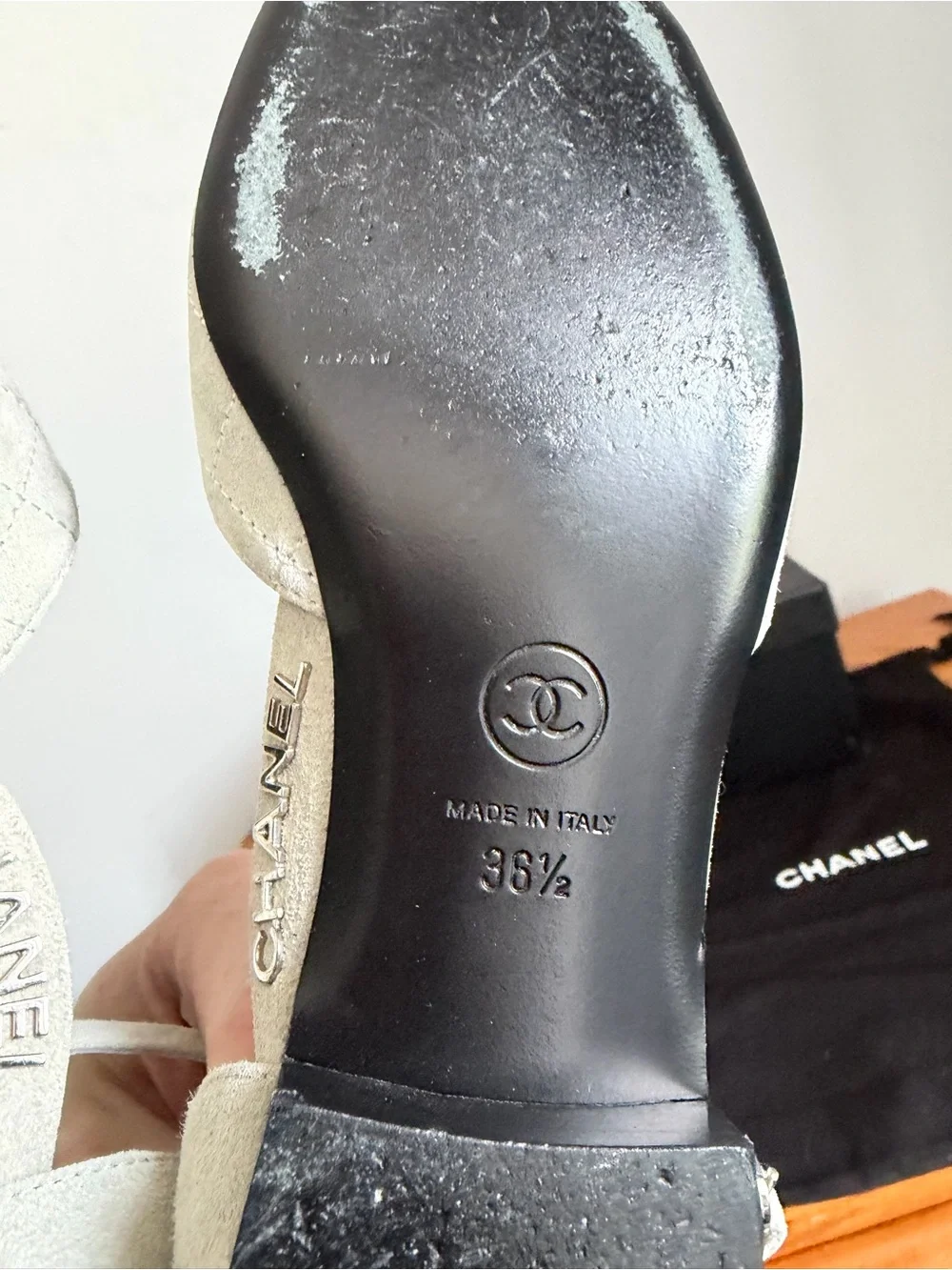 Chanel Mary Jane Suede Ballet Flats Size EU 36.5